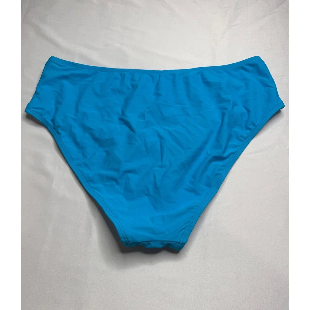 Cupshe Bright Blue Ruffle Sleeve Tankini Set High Waisted Ruched Swimsuit L